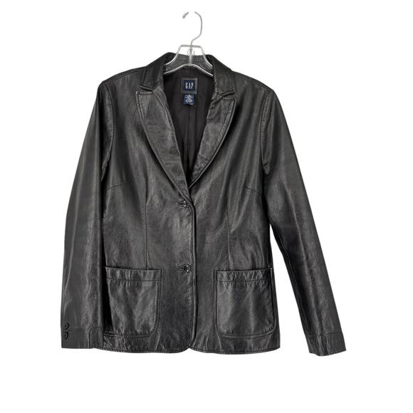 GAP Jackets & Blazers - Vintage Y2K Leather Jacket Black Matrix Goth Medium Gap Witchy Blazer Lined
